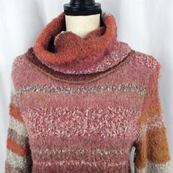 NWT Free People My Girl Sweater Women Size Medium Sunburst Combo Crop Turtleneck - Picture 7 of 12
